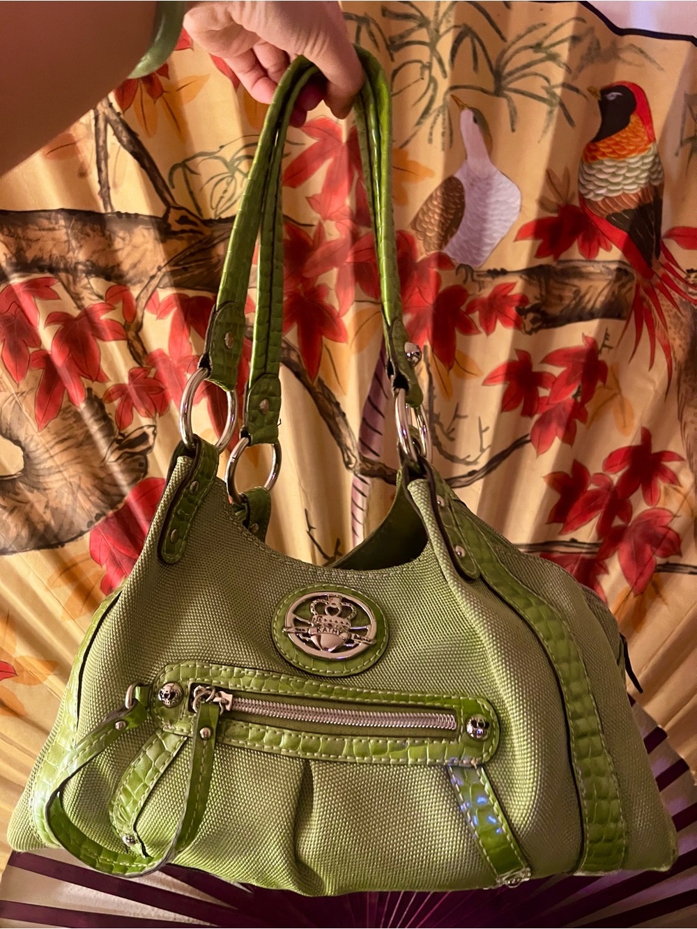 Kathy Van Zeeland Green Shoulder Bag